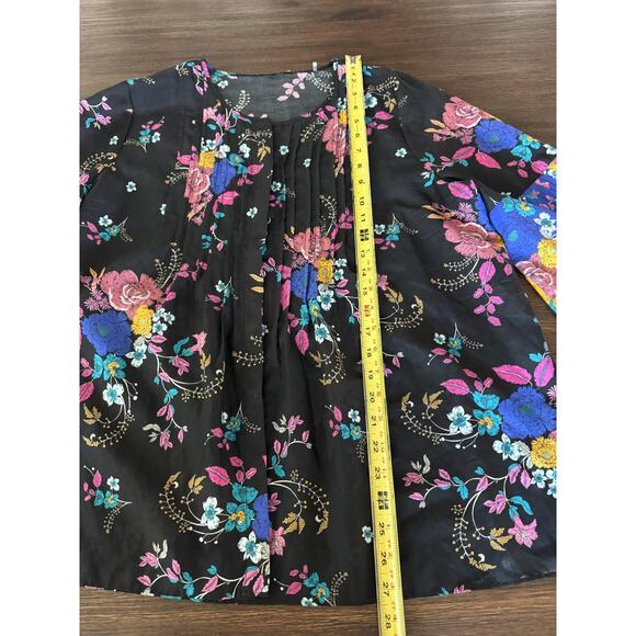 Kobi Halperin Blouse Womens Large Black Floral Bell Sleeve Cotton Silk Boho - Picture 6 of 13